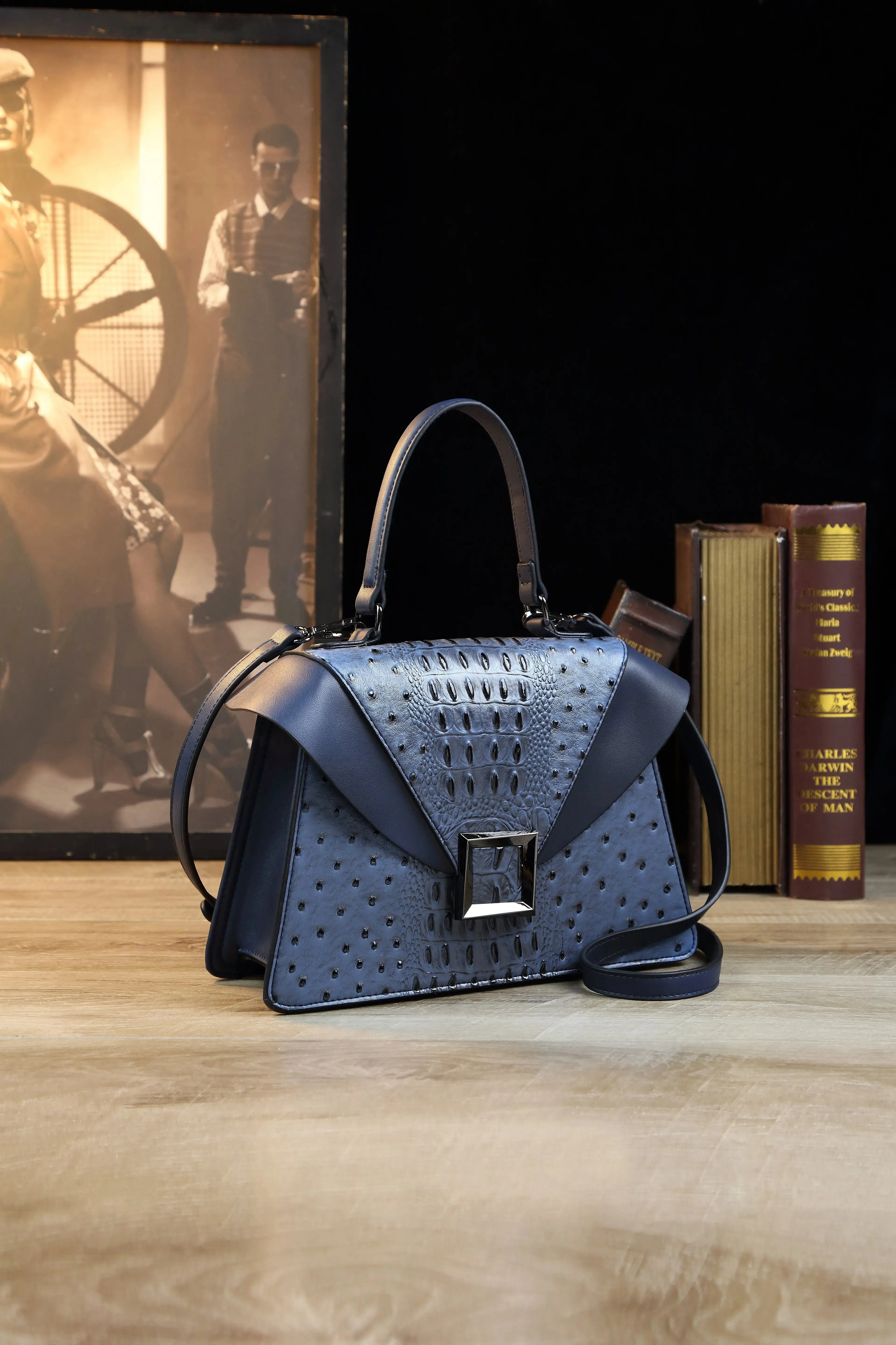 New Design Luxury PU Leather Snake Pattern Handbag Fashion Retro Style Women's Shoulder Bag