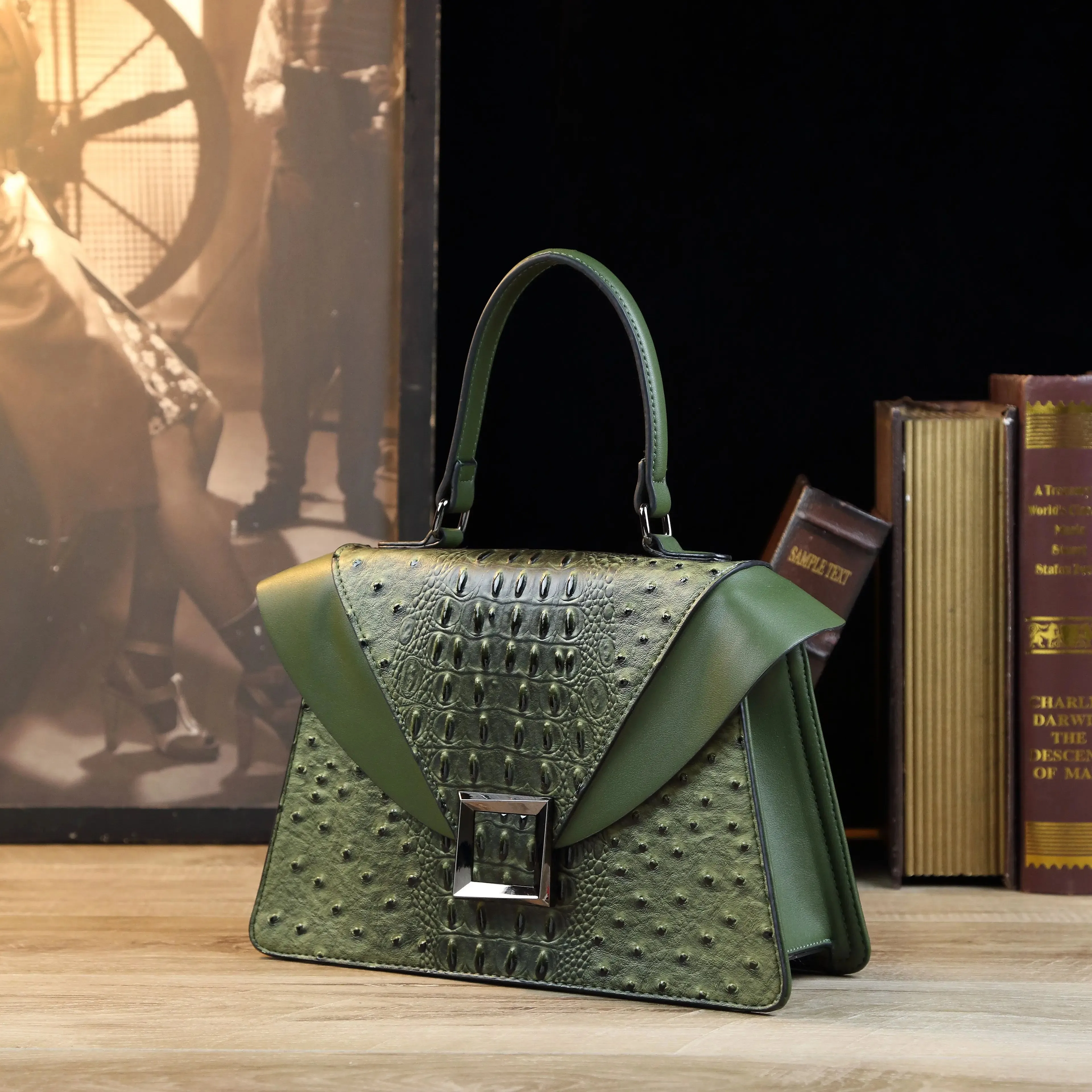 New Design Luxury PU Leather Snake Pattern Handbag Fashion Retro Style Women's Shoulder Bag