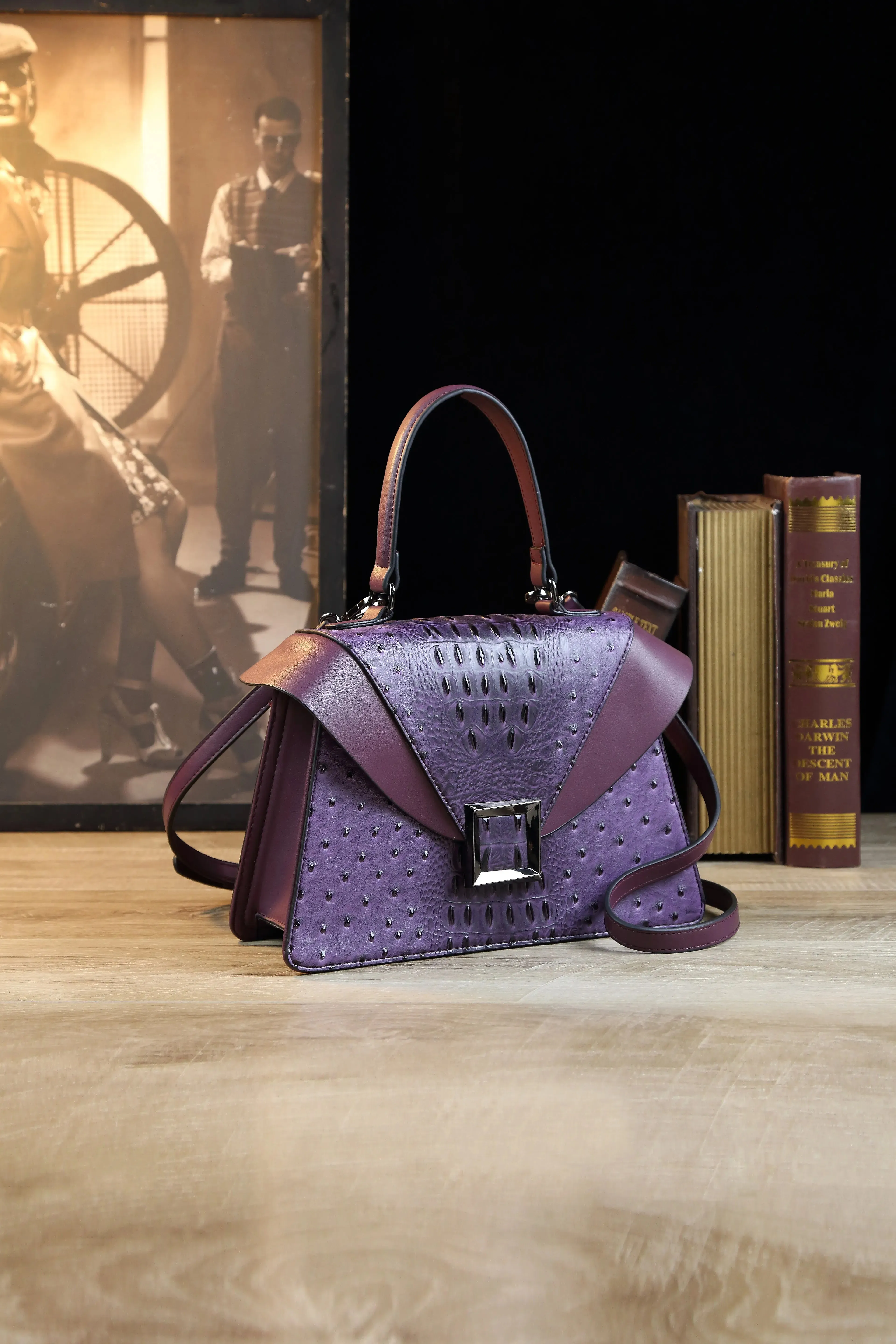 New Design Luxury PU Leather Snake Pattern Handbag Fashion Retro Style Women's Shoulder Bag