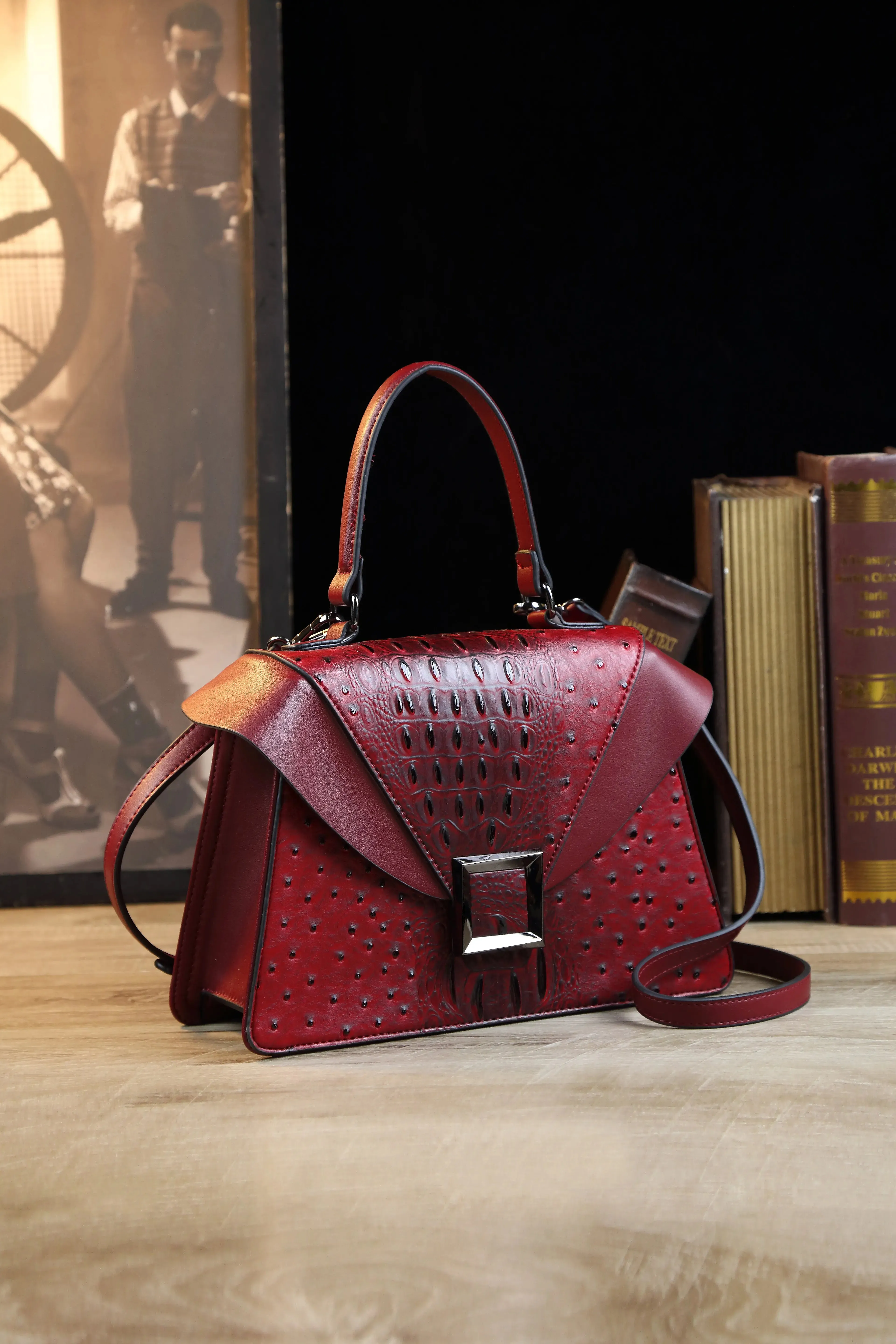 New Design Luxury PU Leather Snake Pattern Handbag Fashion Retro Style Women's Shoulder Bag