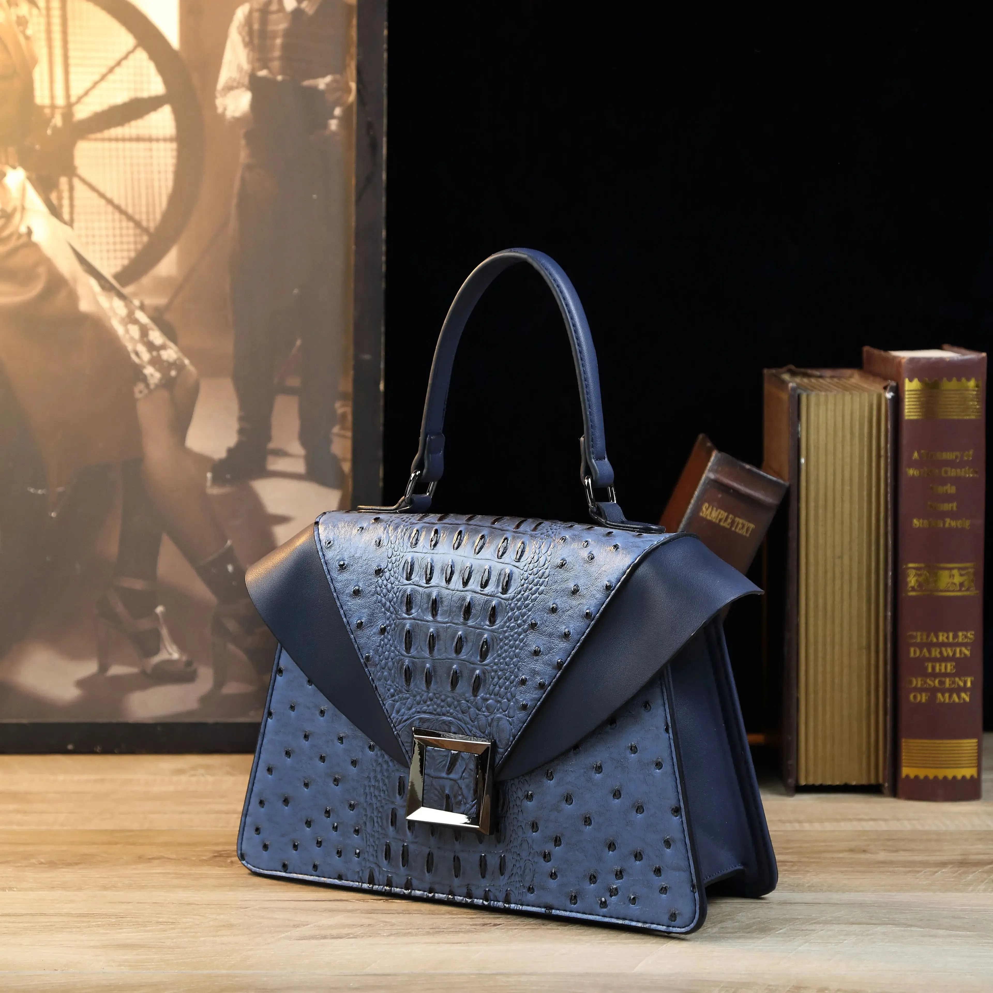 New Design Luxury PU Leather Snake Pattern Handbag Fashion Retro Style Women's Shoulder Bag