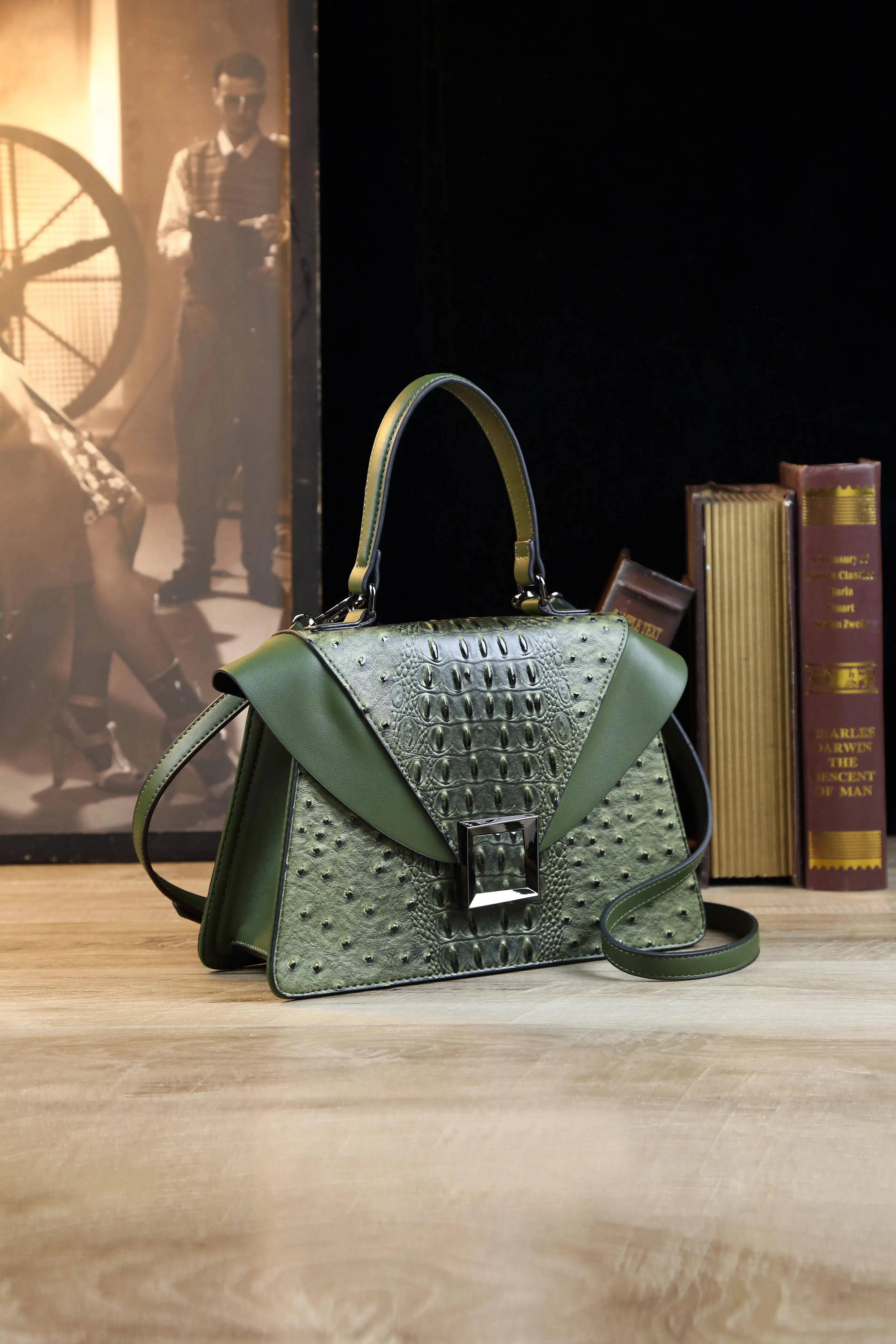New Design Luxury PU Leather Snake Pattern Handbag Fashion Retro Style Women's Shoulder Bag
