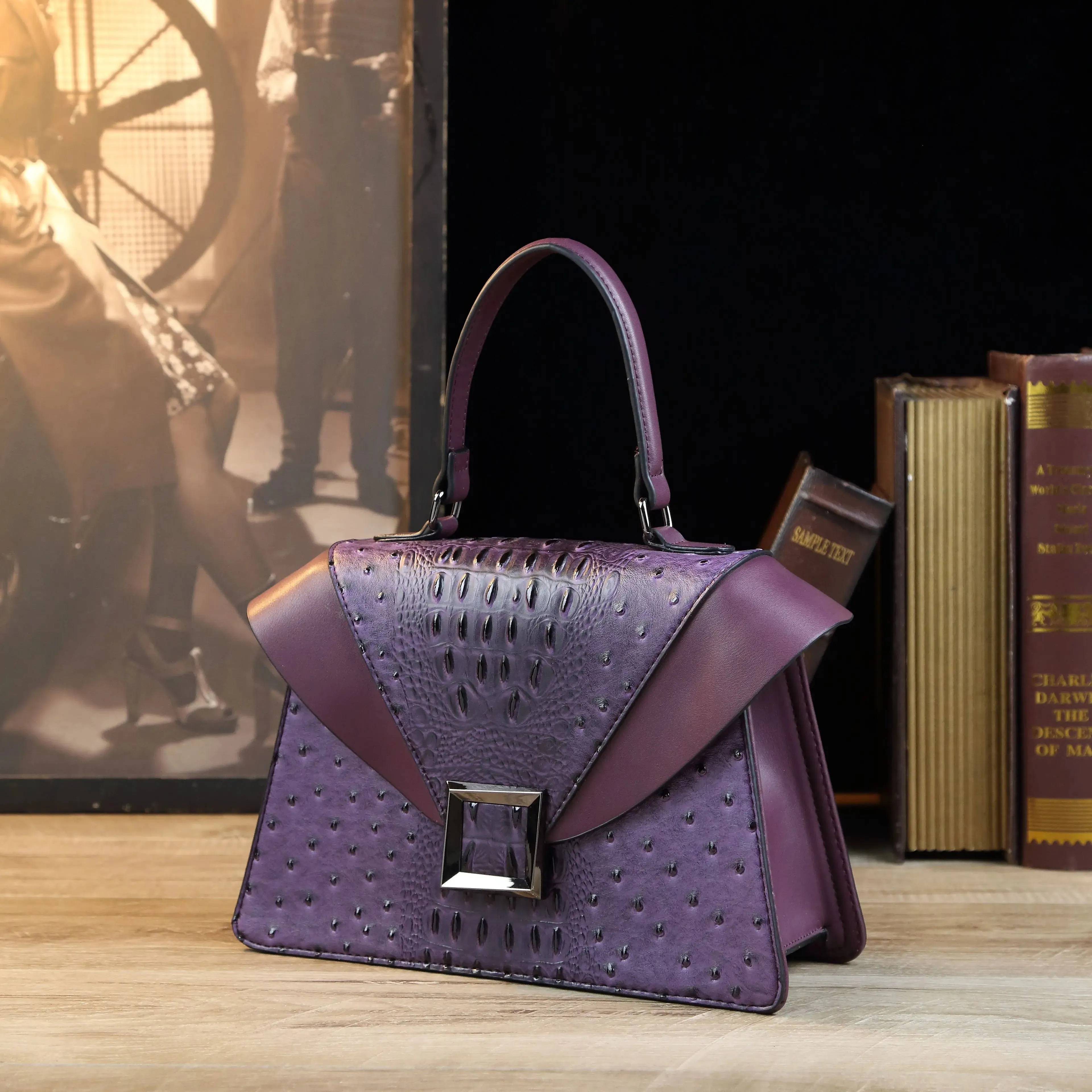 New Design Luxury PU Leather Snake Pattern Handbag Fashion Retro Style Women's Shoulder Bag