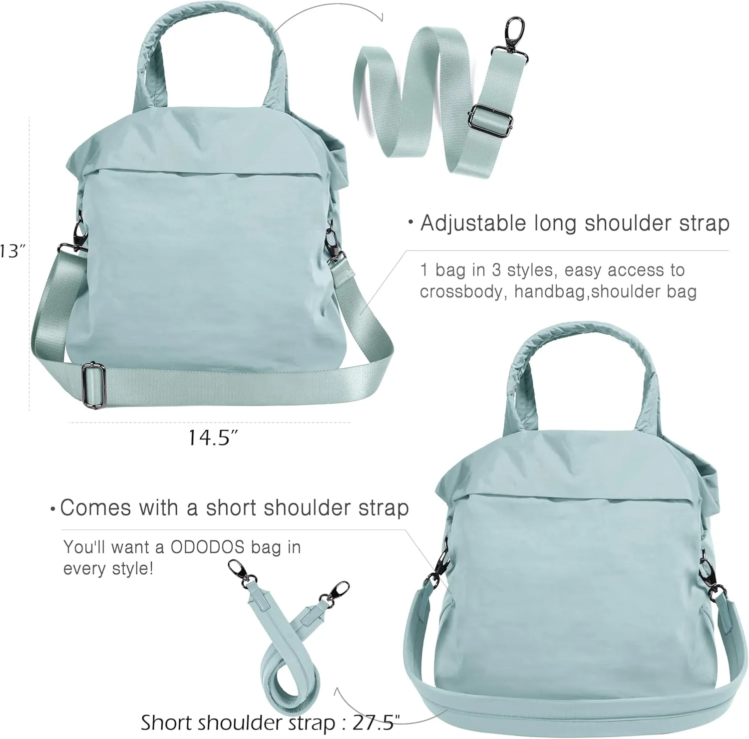 ODODOS 19L Multi Hobo Bags 2.0 with 2 Straps for Women, Totes Handbags, Crossbody Shoulder Bags