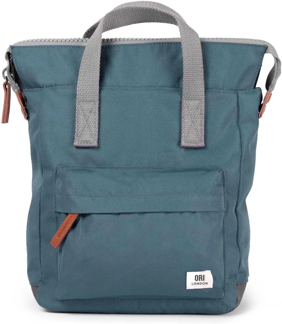 ORI LONDON Small Tote Bag Backpack - Nylon Tote Backpack for Women & Men - Wide Mouth, Chunky Zippers - The Bantry, Airforce