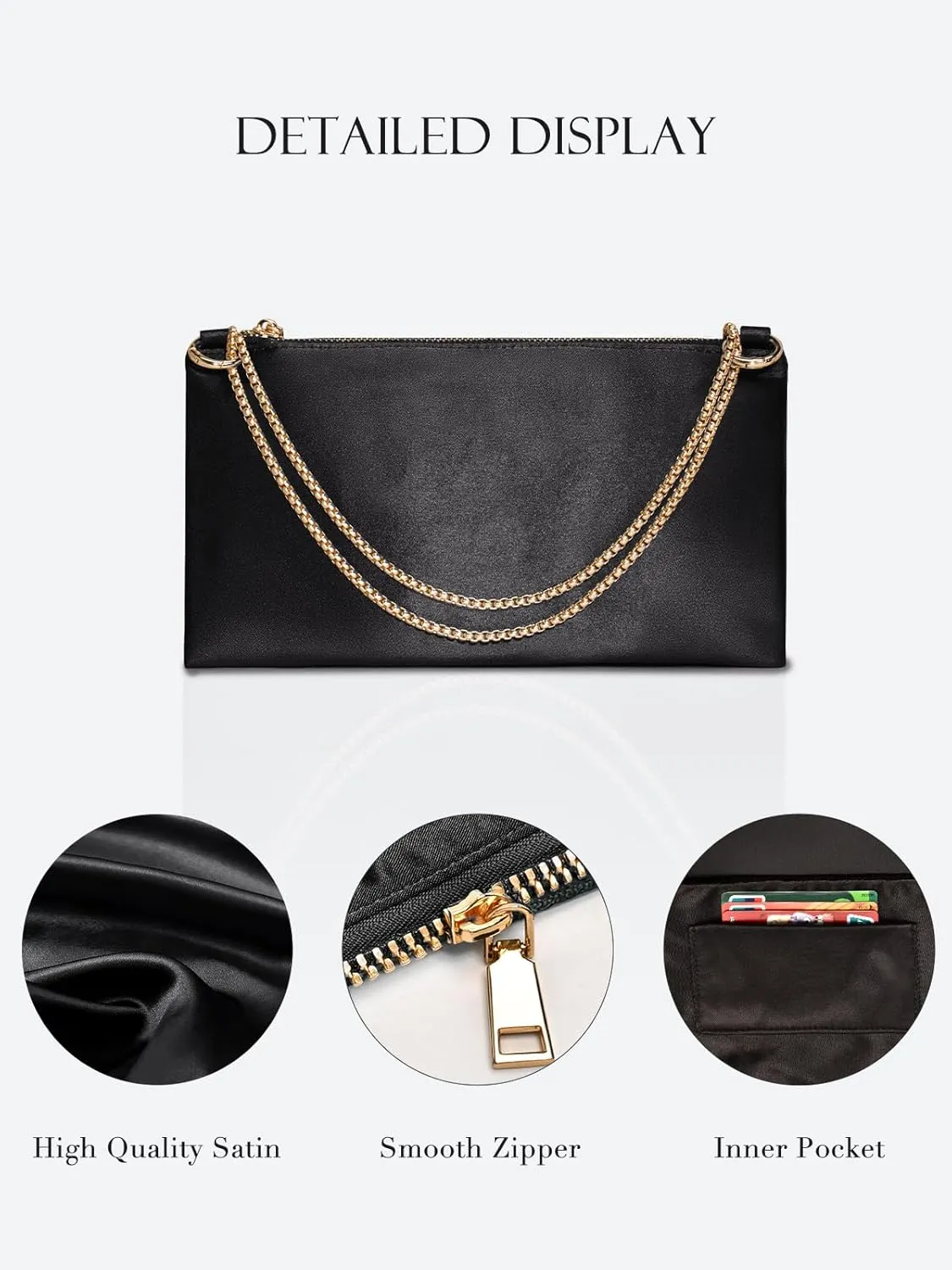 oscaurt Women's Evening Handbag Satin Shoulder Bag Purse for Prom Engagement Cocktail Party Wedding