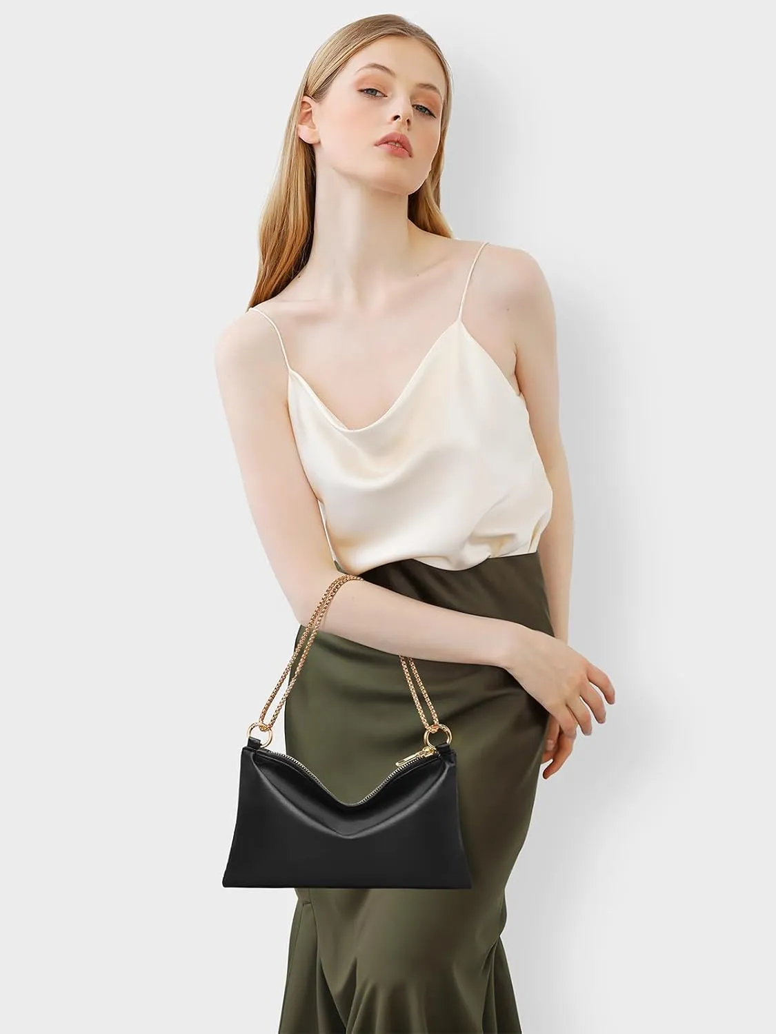 oscaurt Women's Evening Handbag Satin Shoulder Bag Purse for Prom Engagement Cocktail Party Wedding