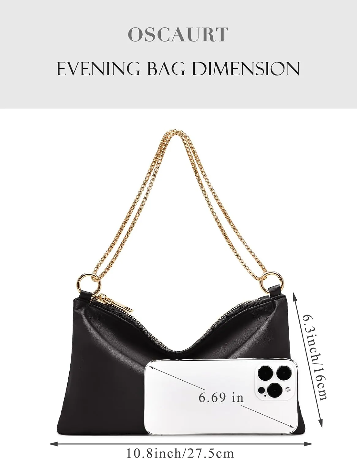 oscaurt Women's Evening Handbag Satin Shoulder Bag Purse for Prom Engagement Cocktail Party Wedding