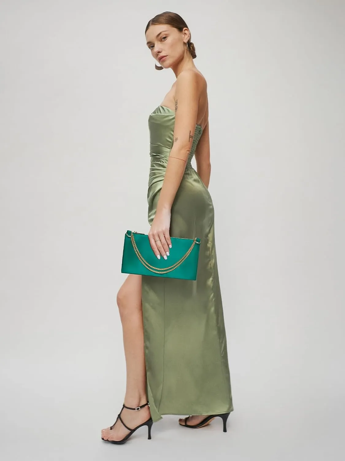oscaurt Women's Evening Handbag Satin Shoulder Bag Purse for Prom Engagement Cocktail Party Wedding