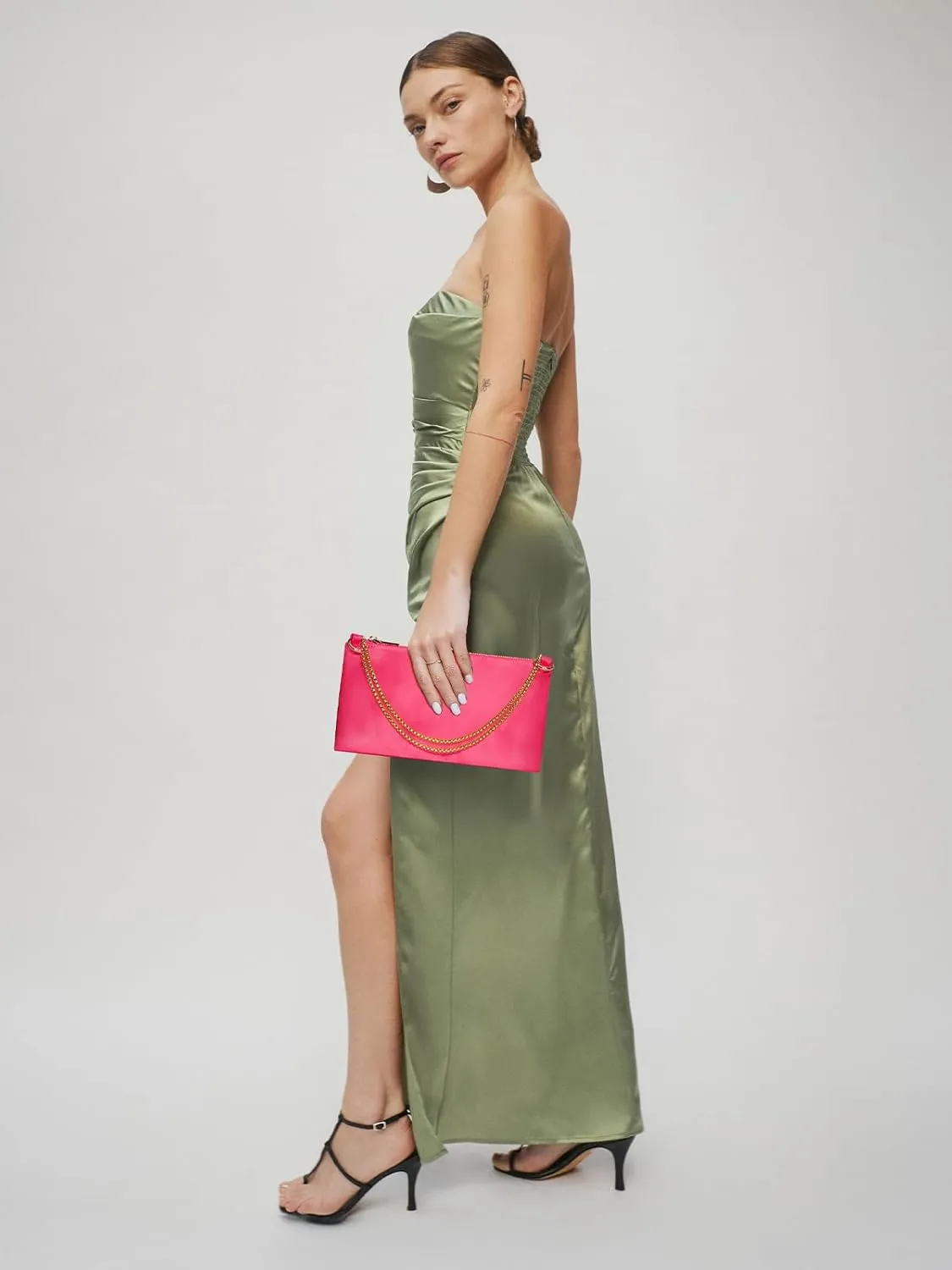 oscaurt Women's Evening Handbag Satin Shoulder Bag Purse for Prom Engagement Cocktail Party Wedding