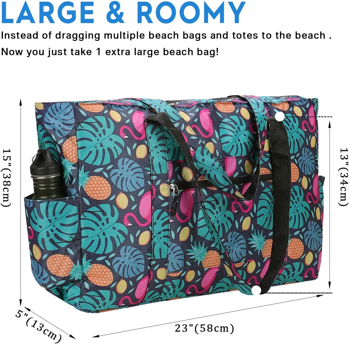 Outrip Extra Large Beach Tote Bags for Family Waterproof Pool Bag for Women with Zipper