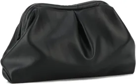 Oweisong Soft Leather Clutch Purse for Women Silver Cloud Evening Handbag Ruched Dumpling Bag for Vacation Party