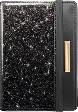 Passport Holder Cover Travel RFID Blocking Passport Cover Rose Gold Cute Flowers Passport Wallet with Elastic Band for Women