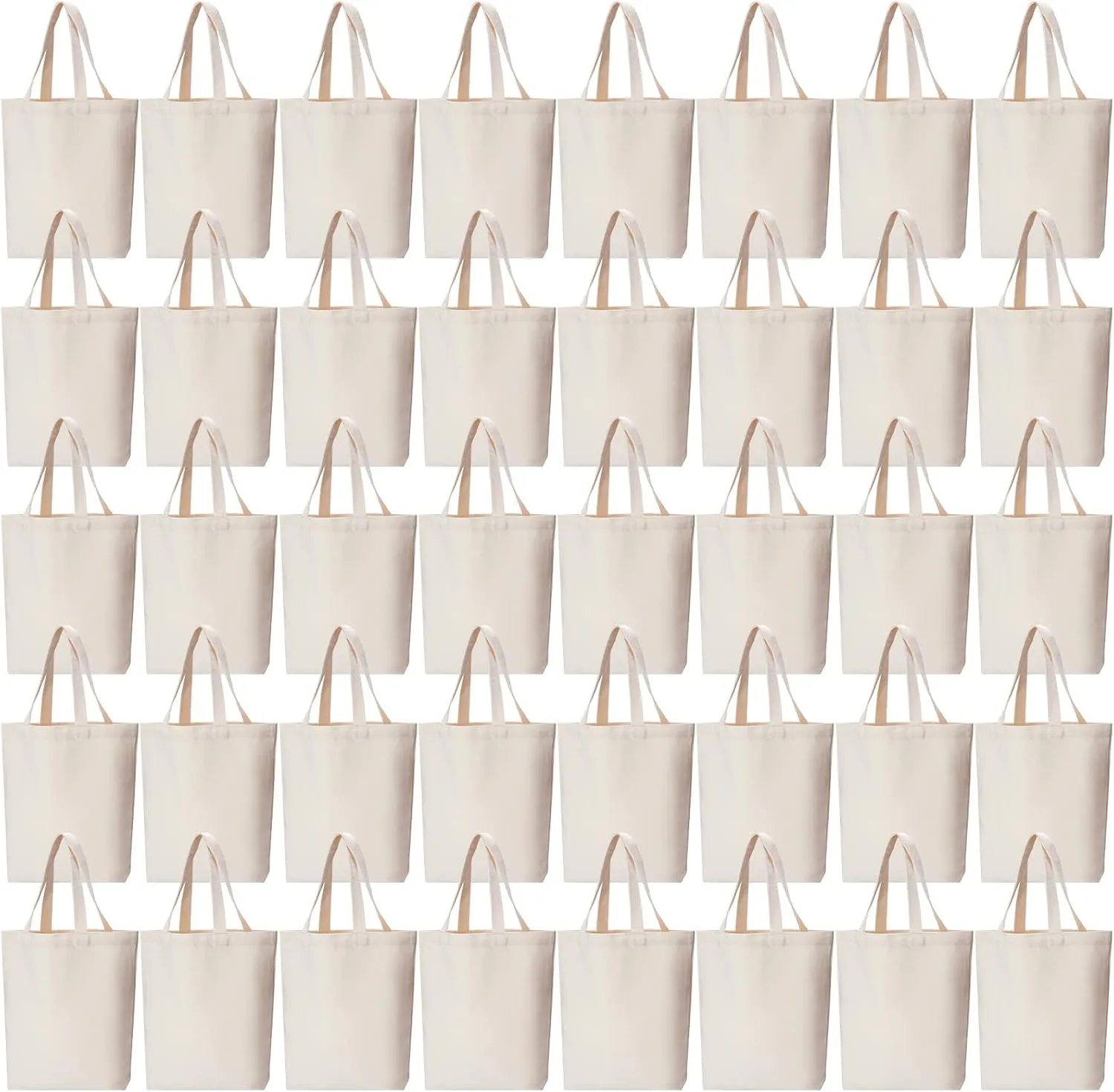 Pinkunn 100 Pcs Canvas Bags Bulk - Natural Cotton Bags with Handles Plain Polyester for Crafting DIY