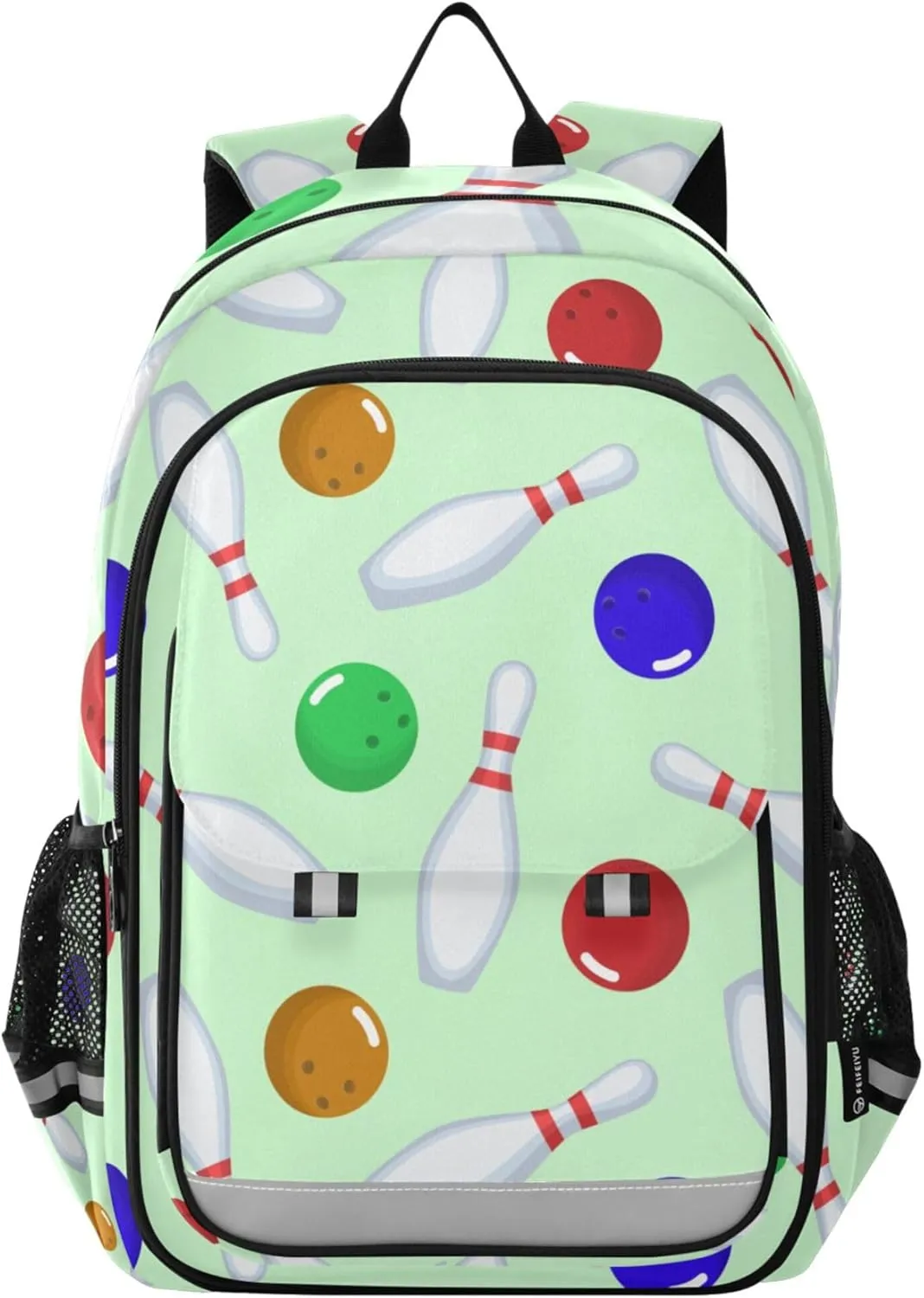 Pins and Bowling Balls Backpack Lightweight Bookbag Travel Laptop Backpack College School Computer Bag with Reflective Stripes