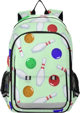 Pins and Bowling Balls Backpack Lightweight Bookbag Travel Laptop Backpack College School Computer Bag with Reflective Stripes
