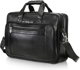 Polare 17" Full Grain Leather Laptop Briefcase Business Travel Laptop Carrying Case Shoulder Bag For Men Fits 17.3 Laptop
