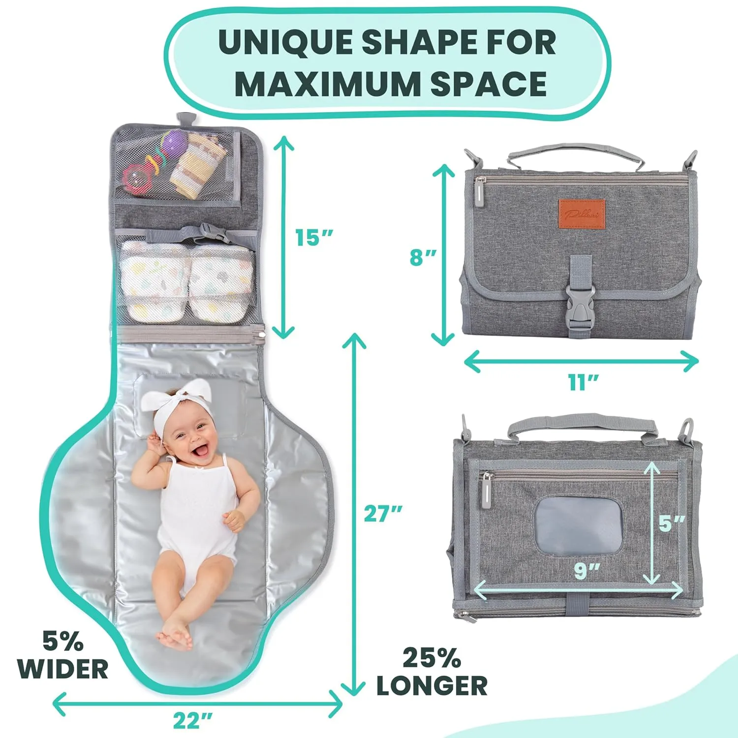 Portable Changing Pad for Baby  Soft, Comfortable Portable Diaper Changing Pad with Wipes Pockets, Waterproof and Easy to Clean  Baby Shower Gifts Newborn Essentials Must Haves Baby Registry Search