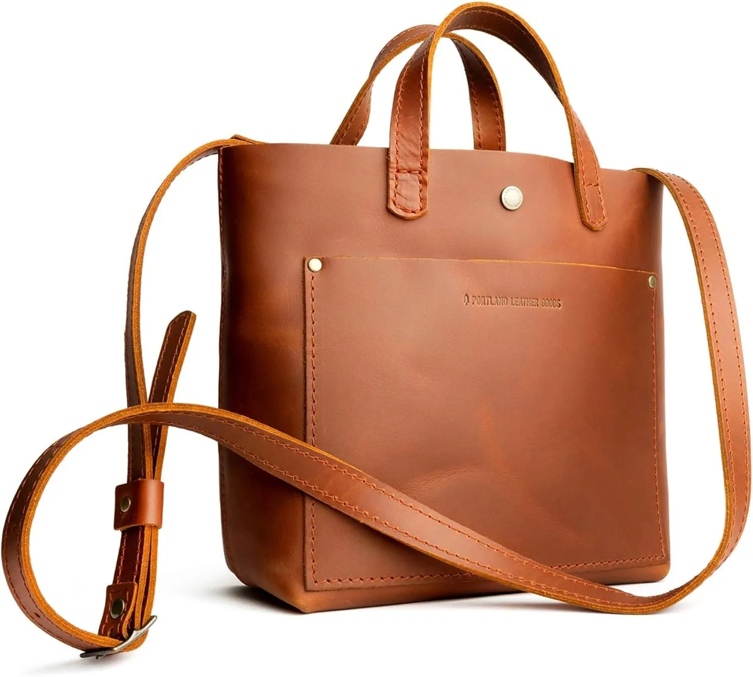 Portland Leather Goods Mini Snap Crossbody Tote Bag for Women  Handmade, Snap Closure, Durable & Unlined  Outside Pocket