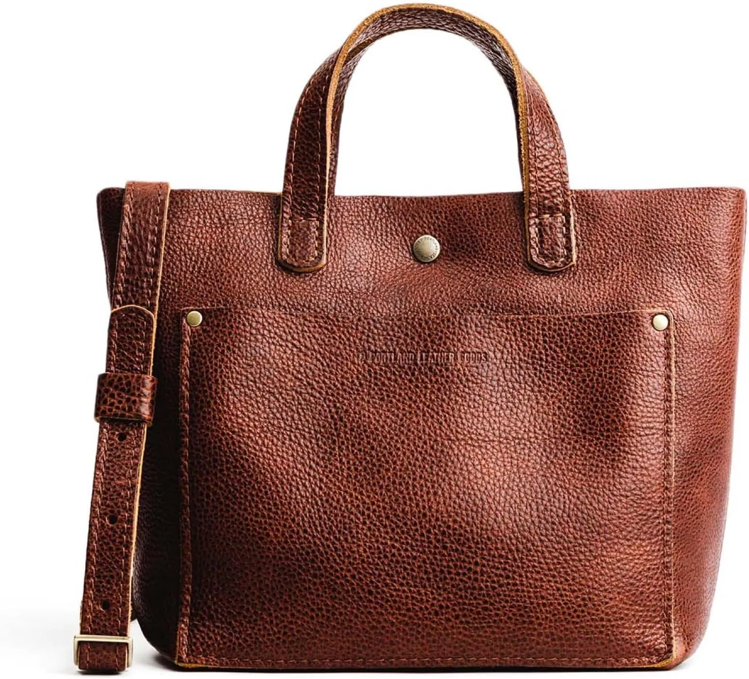 Portland Leather Goods Mini Snap Crossbody Tote Bag for Women  Handmade, Snap Closure, Durable & Unlined  Outside Pocket