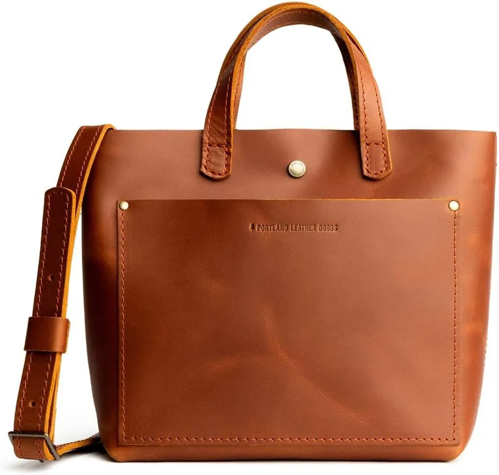 Portland Leather Goods Mini Snap Crossbody Tote Bag for Women  Handmade, Snap Closure, Durable & Unlined  Outside Pocket
