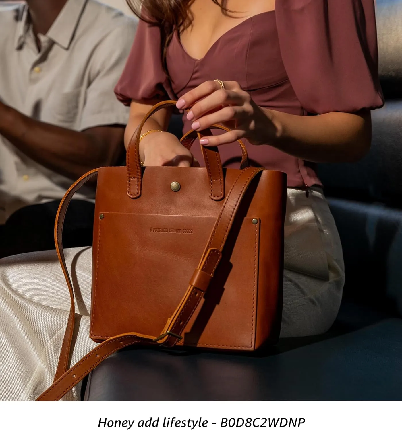 Portland Leather Goods Mini Snap Crossbody Tote Bag for Women  Handmade, Snap Closure, Durable & Unlined  Outside Pocket