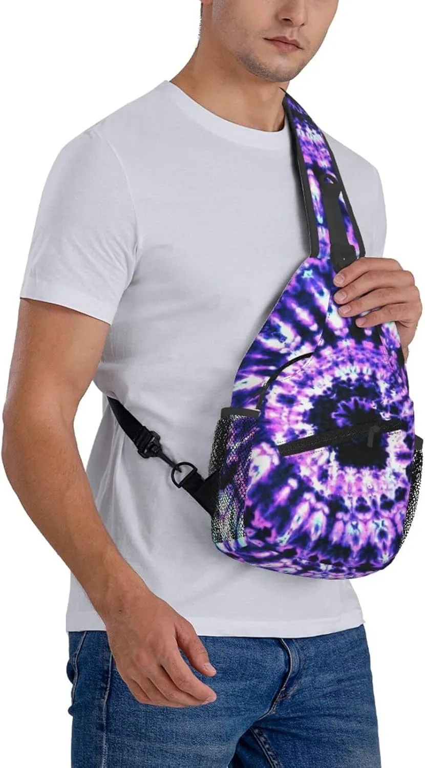 Rainbow Tie Dye Sling Backpack Chest Bag Crossbody Shoulder Bag Gym Cycling Travel Hiking Daypack For Men Women