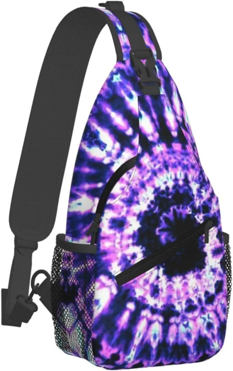 Rainbow Tie Dye Sling Backpack Chest Bag Crossbody Shoulder Bag Gym Cycling Travel Hiking Daypack For Men Women