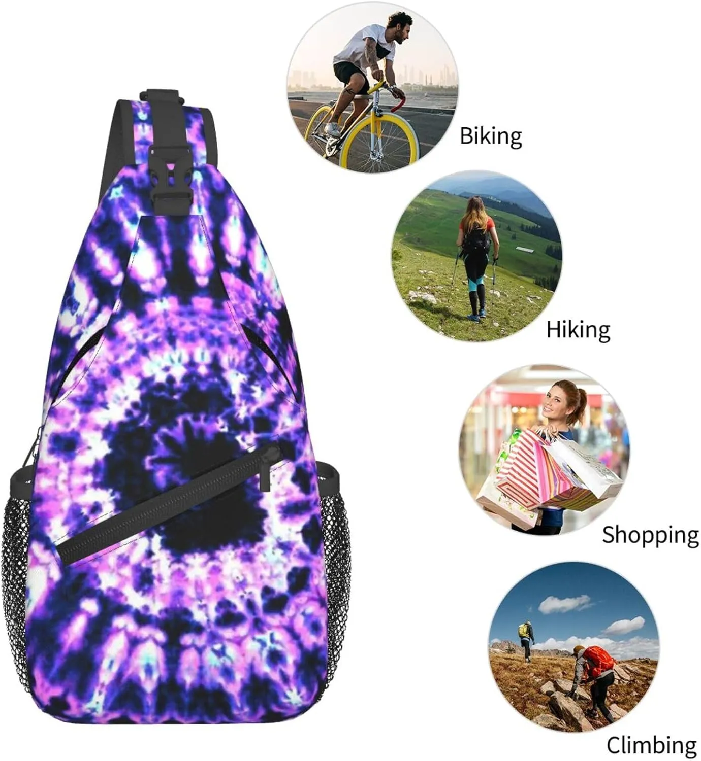 Rainbow Tie Dye Sling Backpack Chest Bag Crossbody Shoulder Bag Gym Cycling Travel Hiking Daypack For Men Women