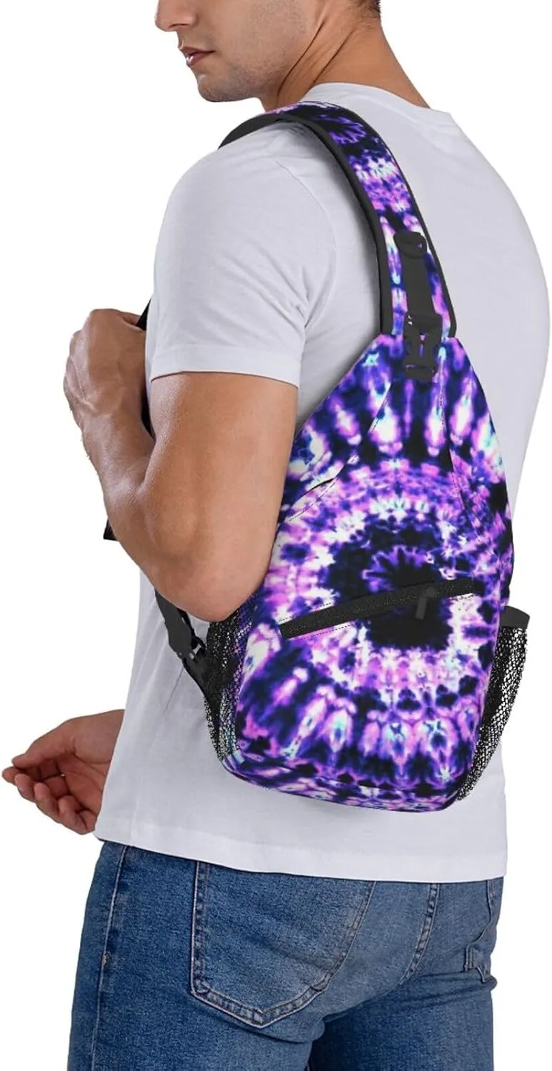 Rainbow Tie Dye Sling Backpack Chest Bag Crossbody Shoulder Bag Gym Cycling Travel Hiking Daypack For Men Women