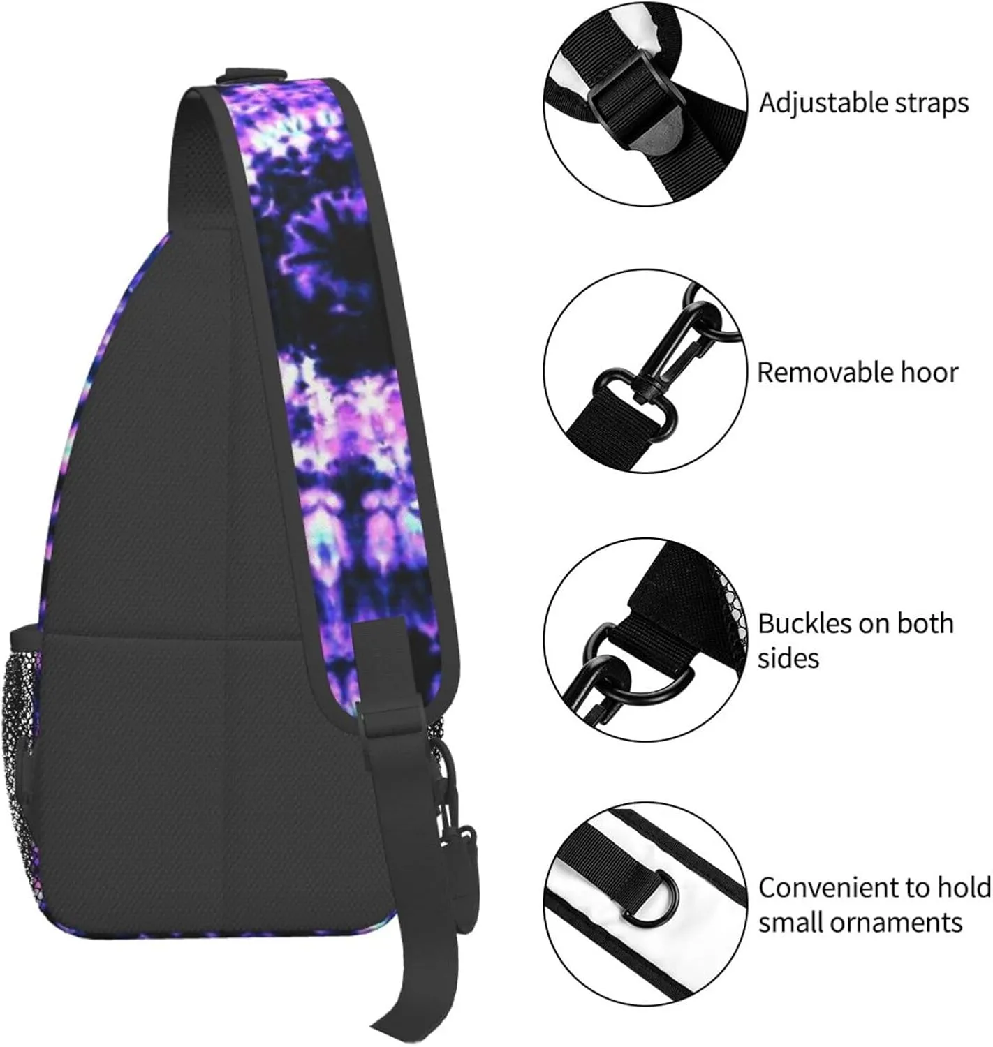 Rainbow Tie Dye Sling Backpack Chest Bag Crossbody Shoulder Bag Gym Cycling Travel Hiking Daypack For Men Women