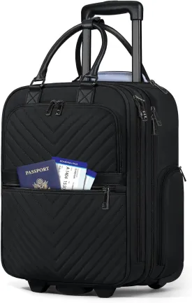 RAINSMORE Underseat Carry On Luggage with Wheels, 16-inch Airline Approved Luggage Lightweight Softside Underseater Travel Suitcases Durable Overnight Bag Rolling Carry-on Bag for Women Men, Black