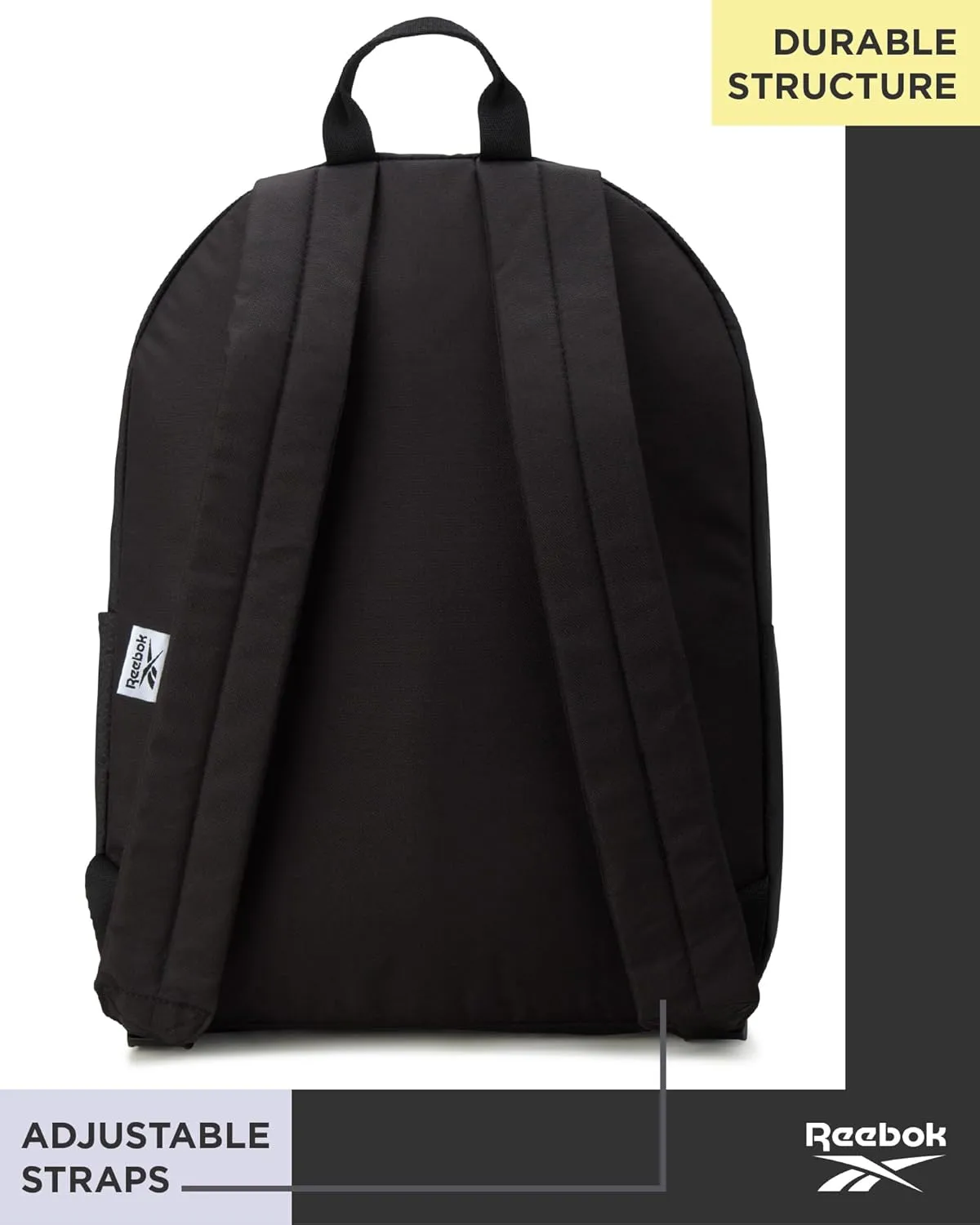 Reebok Element Backpack - Lightweight Compact Everyday Carry On Work, Gym, or Travel Backpack for Men and Women, Black Element with Grey Logo