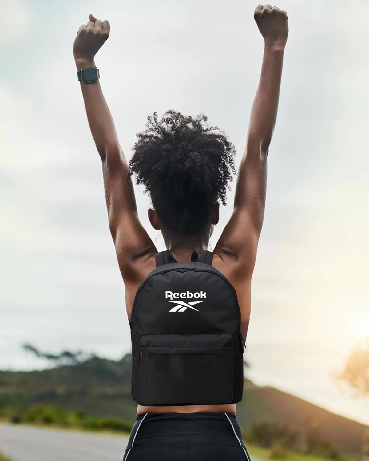 Reebok Element Backpack - Lightweight Compact Everyday Carry On Work, Gym, or Travel Backpack for Men and Women, Black Element with White Logo