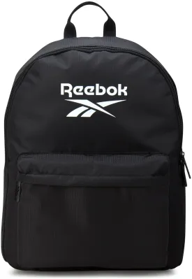 Reebok Element Backpack - Lightweight Compact Everyday Carry On Work, Gym, or Travel Backpack for Men and Women, Black Element with White Logo