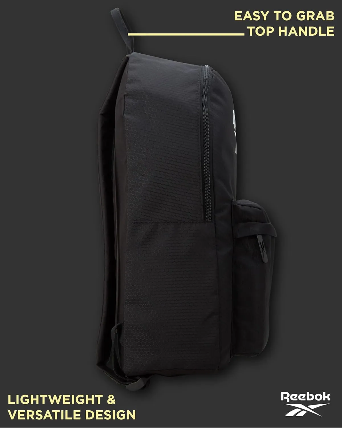 Reebok Element Backpack - Lightweight Compact Everyday Carry On Work, Gym, or Travel Backpack for Men and Women, Black Element with White Logo