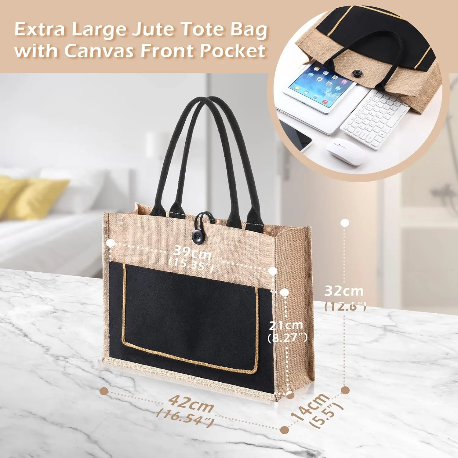 Reginary 8 Pcs Burlap Tote Bags Bulk Large Jute Tote with Handles Reusable Canvas Gift Bags for Wedding Travel