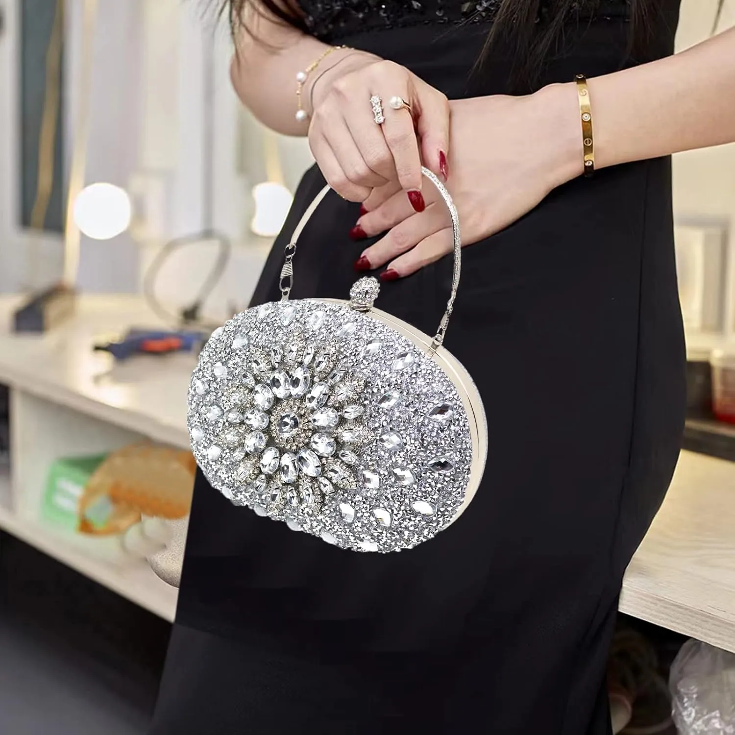 Rhinestone Evening Clutch Purses for Women Wedding Clutch Party Purse Bridal Diamonds Prom Cocktail Handbags