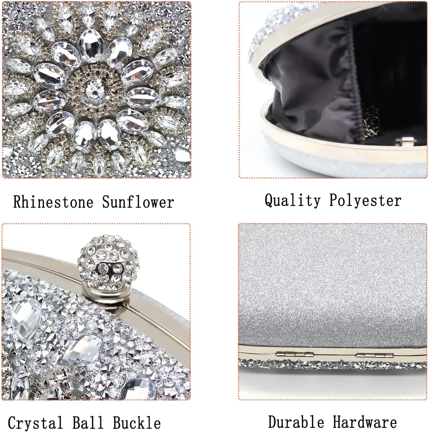 Rhinestone Evening Clutch Purses for Women Wedding Clutch Party Purse Bridal Diamonds Prom Cocktail Handbags