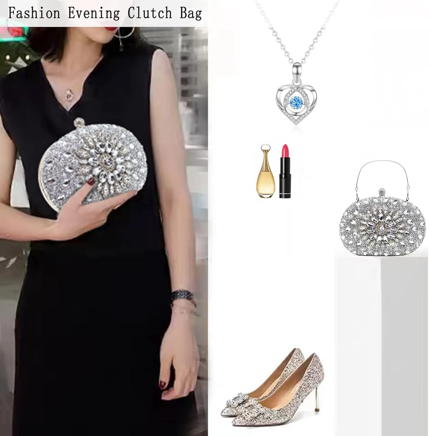 Rhinestone Evening Clutch Purses for Women Wedding Clutch Party Purse Bridal Diamonds Prom Cocktail Handbags