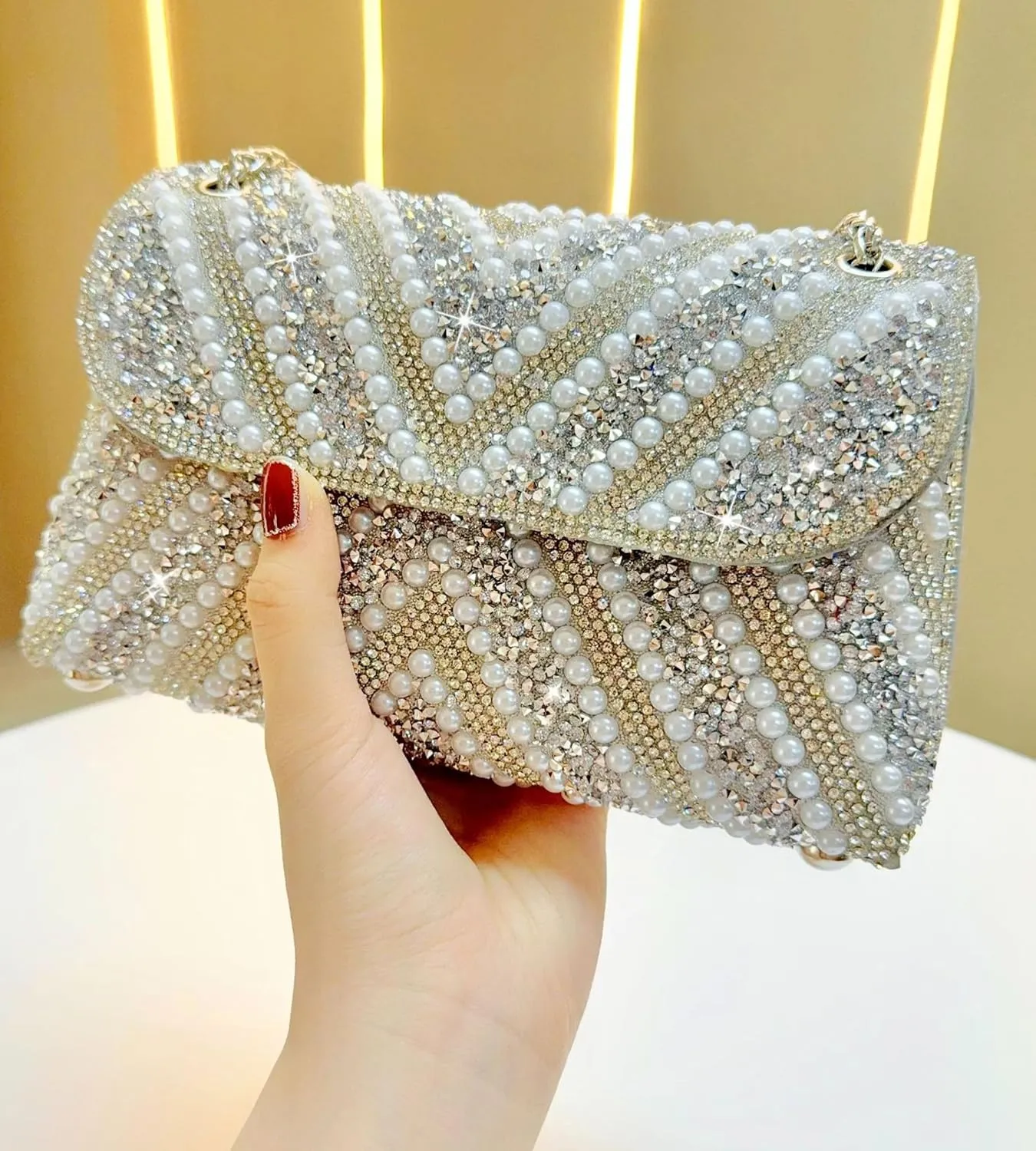 Rhinestones Clutch Purses for Women Chain Shoulder Bags Sparkly Evening Bags for Cocktail Prom Party Wedding
