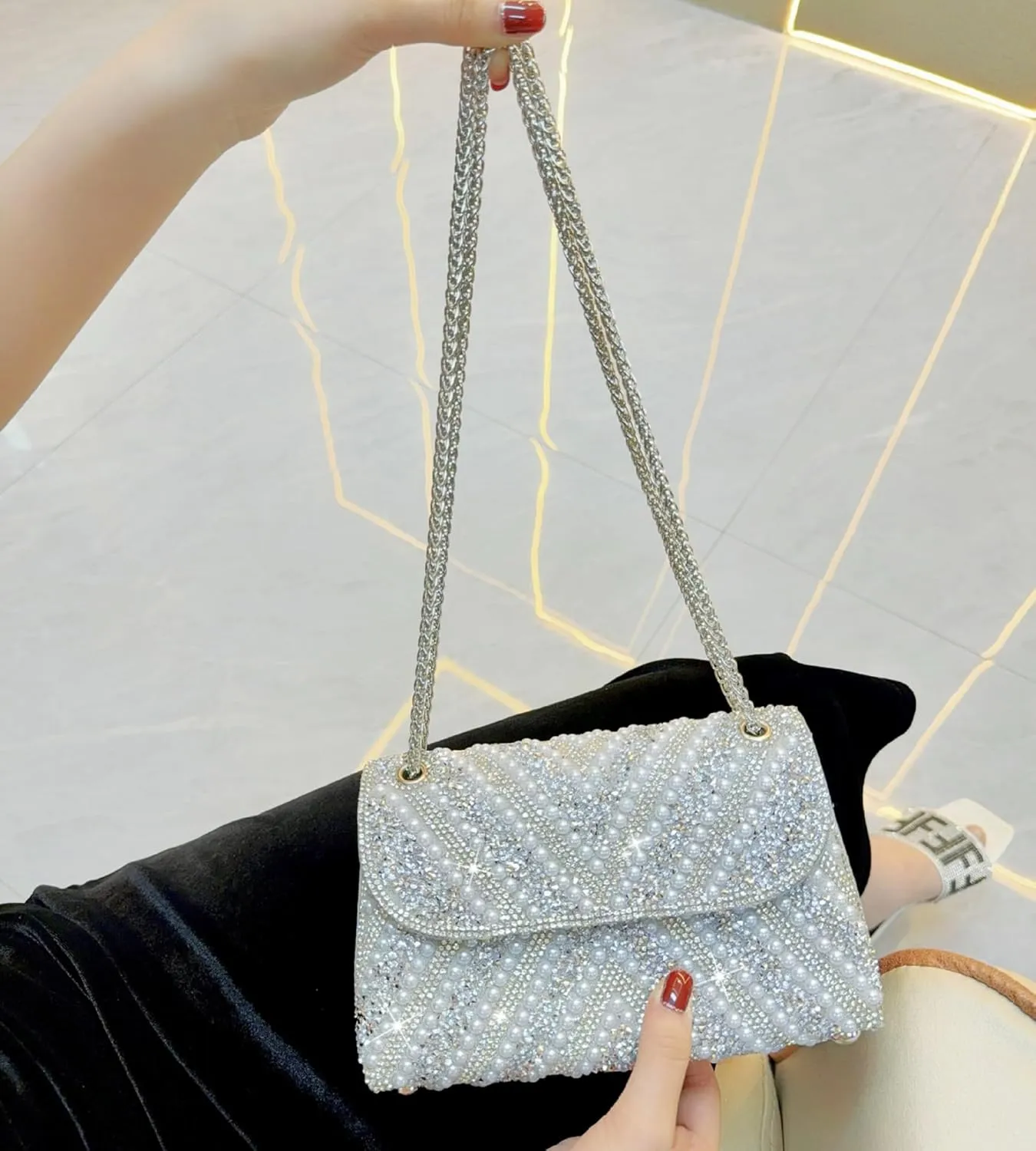 Rhinestones Clutch Purses for Women Chain Shoulder Bags Sparkly Evening Bags for Cocktail Prom Party Wedding