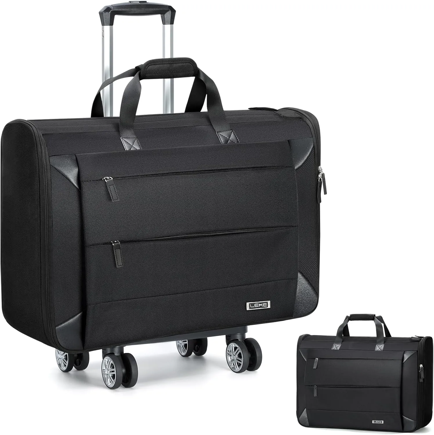 Rolling Garment Bag with Wheels, 2-in-1 Wheeled Duffel Bag for Men & Women, Foldable Suit Carrier with Multiple Pockets, Wrinkle-Free Hanging Luggage for Business Trips & Weekend Travel