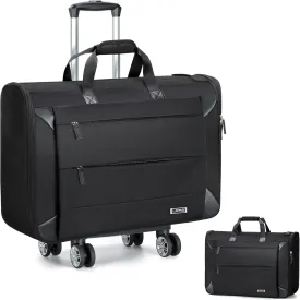 Rolling Garment Bag with Wheels, 2-in-1 Wheeled Duffel Bag for Men & Women, Foldable Suit Carrier with Multiple Pockets, Wrinkle-Free Hanging Luggage for Business Trips & Weekend Travel