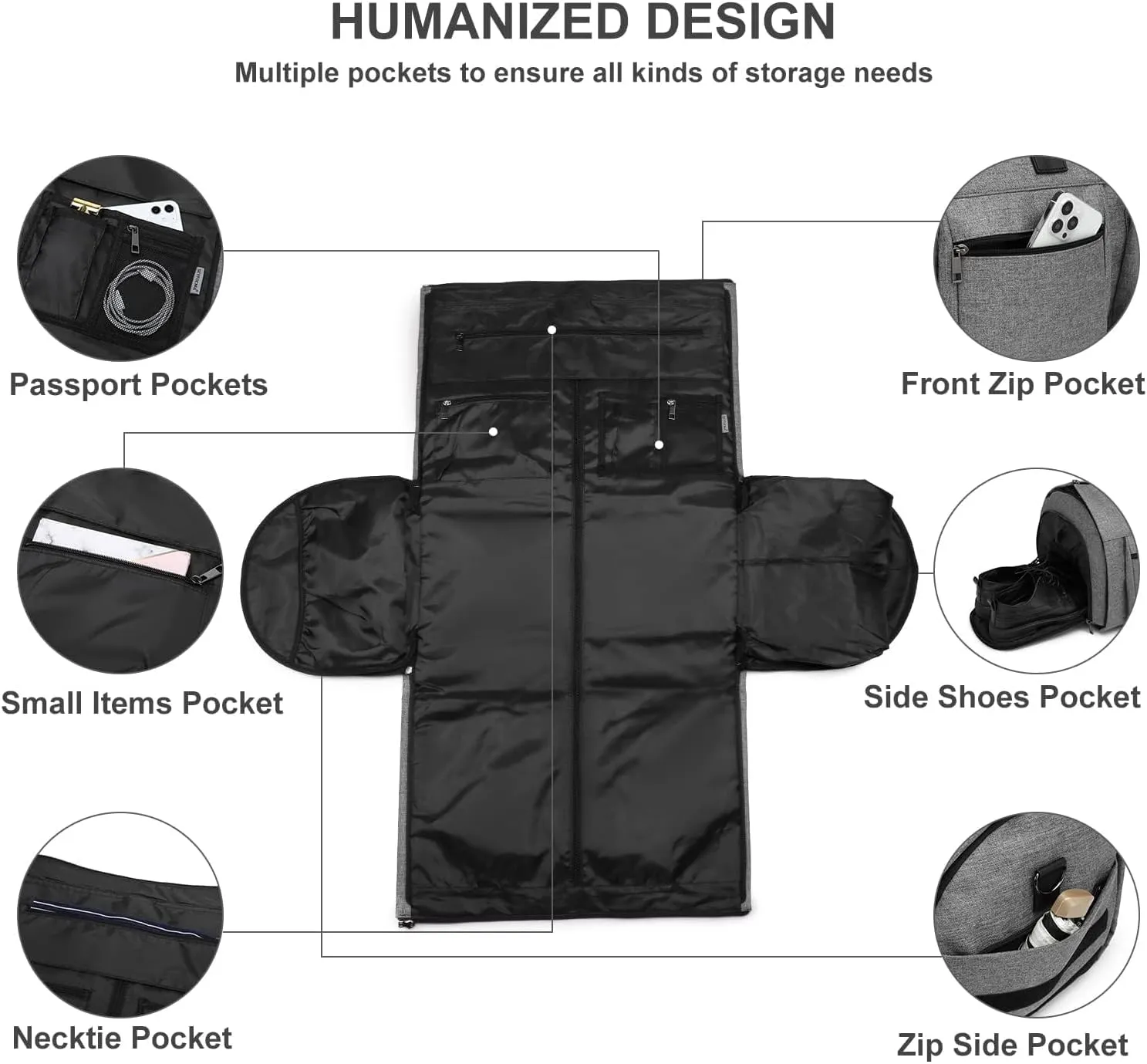 Rolling Garment Bag,Rolling Duffle Bag with Wheels Rolling Garment Bags for Travel with Shoe Pouch Carry On Bag Weekender Bags Garment Duffel Bag for Women-Grey