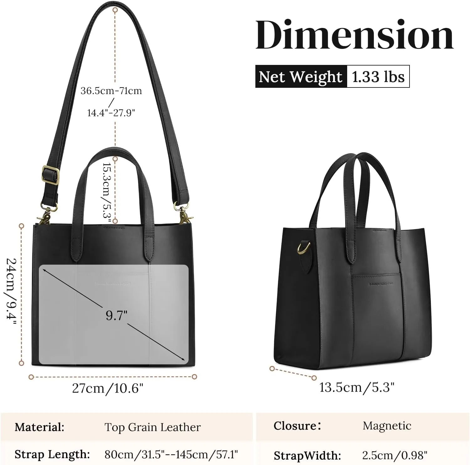 S-ZONE Leather Crossbody Tote Bags for Women Satchel Bag Top Handle Handbag Shoulder Purses Medium