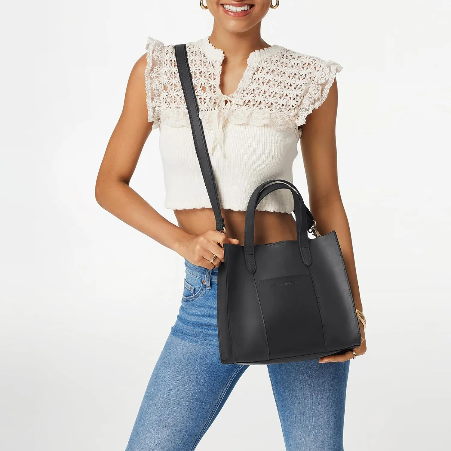 S-ZONE Leather Crossbody Tote Bags for Women Satchel Bag Top Handle Handbag Shoulder Purses Medium