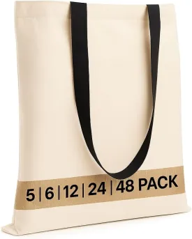 Salt Earth Pack of 5 | 6 | 12 | 24 | 48  100% Cotton Reusable Tote Bags  Bulk Grocery, Shopping, DIY, Beach & Gift Use