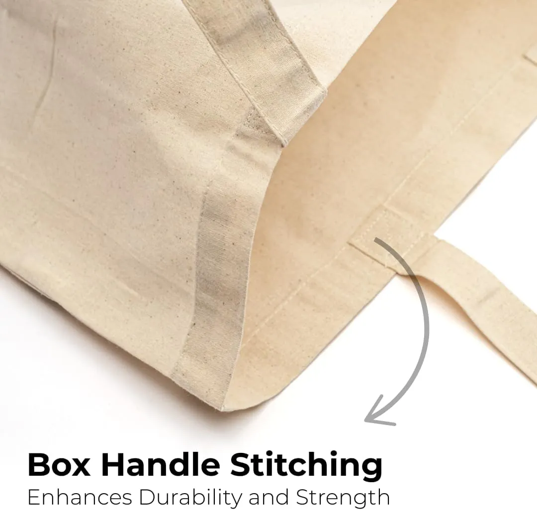 Salt Earth Pack of 5 | 6 | 12 | 24 | 48  100% Cotton Reusable Tote Bags  Bulk Grocery, Shopping, DIY, Beach & Gift Use