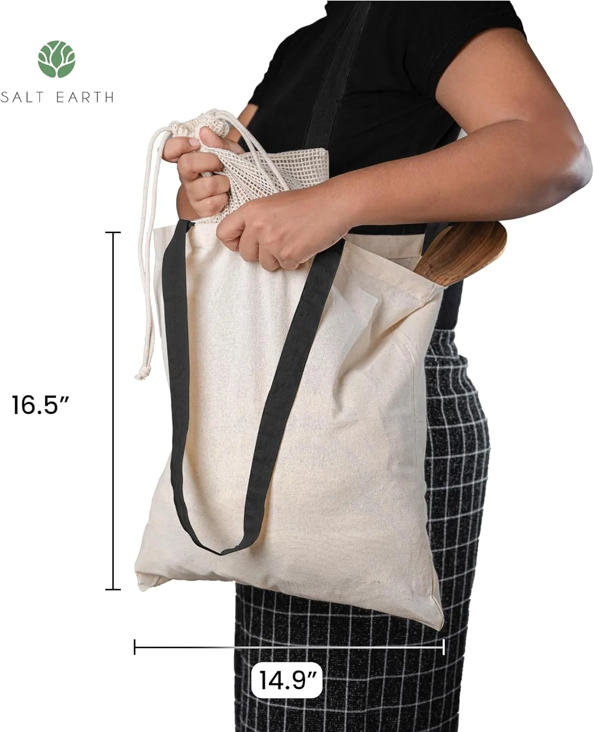 Salt Earth Pack of 5 | 6 | 12 | 24 | 48  100% Cotton Reusable Tote Bags  Bulk Grocery, Shopping, DIY, Beach & Gift Use